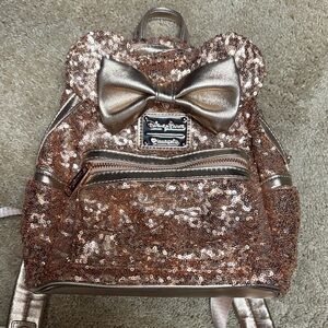 Loungefly Glittering Sequin Backpack - Metallic Rose